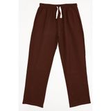 Tudors Erkek Baggy Fit Geniş Kesim %100 Pamuk Beli Lastikli Yandan Cepli Müslin Kahverengi Düz Pantolon