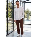 Tudors Erkek Baggy Fit Geniş Kesim%100 Pamuk Beli Lastikli Yandan Cepli Müslin Kahverengi Pantolon