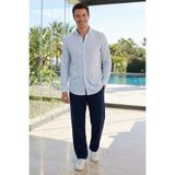 Tudors Erkek Baggy Fit Geniş Kesim%100 Pamuk Beli Lastikli Yandan Cepli Müslin Lacivert Pantolon