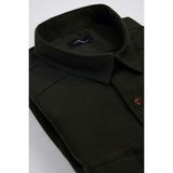 Tudors Erkek Big Size Büyük Beden Uzun Kollu Denim Kot Yıkamalı Çift Cepli Armürlü Haki Gömlek - 3XL
