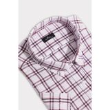 Tudors Erkek Büyük Beden Kareli Keten Efektli Kısa Kollu Gömlek, Lacivert - Bordo, 2XL