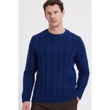 Tudors Erkek Kazak, Standart Fit, Bisiklet Yaka, Desenli, Saks Mavi