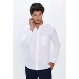 Tudors Erkek Klasik Fit Normal Kesim Pamuklu Tek Cepli Armürlü Beyaz Gömlek-31950-beyaz Beyaz