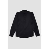 Tudors Erkek Modern Fit Dar Kesim Pamuklu Kolay Ütü Armürlü Siyah Gömlek-32093-siyah Siyah
