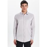 Tudors Erkek Modern Slim Fit Düz Saten Pamuklu Bej Gömlek - XL