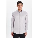 Tudors Erkek Modern Slim Fit Düz Saten Pamuklu Bej Gömlek