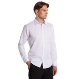 Tudors Erkek Modern Slim Fit Düz Saten Pamuklu Beyaz Gömlek - XL