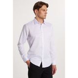 Tudors Erkek Modern Slim Fit Düz Saten Pamuklu Beyaz Gömlek