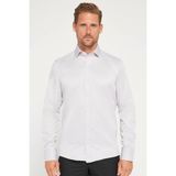 Tudors Erkek Modern Slim Fit Düz Saten Pamuklu Gri Gömlek - XL