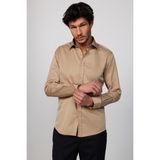 Tudors Erkek Modern Slim Fit Düz Saten Pamuklu Krem Gri Gömlek - XL