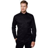 Tudors Erkek Modern Slim Fit Düz Saten Pamuklu Siyah Gömlek - 2XL