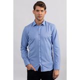 Tudors Erkek Modern Slim Fit Pamuklu Düz Mavi Gömlek - 2XL