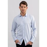 Tudors Erkek Modern Slim Fit Pamuklu Düz Mavi Gömlek