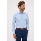 Tudors Erkek Modern Slim Fit Uzun Kollu%100 Pamuk Premium Saten Mavi Gömlek, S Beden