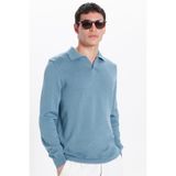 Tudors Erkek Polo V Yaka Triko Kazak, Standart Fit, İndigo