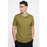 Tudors Erkek Polo Yaka Slim Fit Düz Pamuk Pike Yeşil Tişört