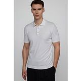 Tudors Erkek Polo Yaka Slim Fit Örme Triko Pamuklu Beyaz Tişört