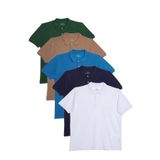Tudors Erkek Regular Fit %100 Pamuk 5'li Yeşil-Kahverengi-İndigo-Beyaz-Lacivert Renk Cepli Polo Yaka Tişört