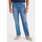 Tudors Erkek Regular Fit %100 Pamuk Yan Cepli Baggy Mavi Jean Kot Pantolon