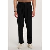 Tudors Erkek Regular Fit Çift Pileli Beli Lastikli Rahat Kesim Bol Paça Baggy Siyah Pantolon - 34