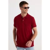 Tudors Erkek Regular Fit Klasik Kesim %100 Pamuk Düz Pike Cepli Bordo Polo Yaka Tişört - XL