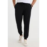 Tudors Erkek Regular Fit Klasik Kesim Beli Bağcıklı Jogger Cepli Lastikli Paça Siyah Eşofman Altı - XL