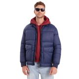 Tudors Erkek Regular Fit Klasik Kesim Çift Cepli Lastikli Sıcak Tutan Dik Yaka Lacivert Mont - 3XL