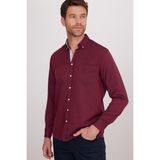 Tudors Erkek Regular Fit Klasik Kesim Düğmeli Yaka Pamuklu Kolay Ütü Oxford Düz Gömlek - 2XL - Bordo