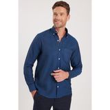 Tudors Erkek Regular Fit Klasik Kesim Düz Yaka Düğmeli Cepli Lacivert Gömlek - 2XL