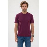 Tudors Erkek Regular Fit Klasik Kesim Ekstra Soft Modal Kumaş Bisiklet Yaka Kısa Kollu Bordo Tişört - XL