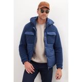 TUDORS Erkek Regular Fit Klasik Kesim Kapüşonlu Fermuarlı Çıtçıt Kapamalı Mont, S, Regular Fit Klasik Kesim Kapüşonlu Mont, Lacivert, mens