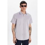 Tudors Erkek Regular Fit Klasik Kesim Kısa Kollu Pamuklu Tek Cepli Armürlü Kahverengi Gömlek - 2XL