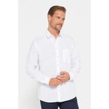 Tudors Erkek Regular Fit Klasik Kesim Oversize %100 Pamuk Keten Doku Beyaz Gömlek - 2XL