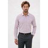 Tudors Erkek Regular Fit Klasik Kesim Oversize %100 Pamuk Keten Doku Bordo Gömlek - 2XL