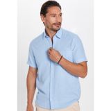 Tudors Erkek Regular Fit Klasik Kesim Oversize %100 Pamuk Keten Doku Cepli Mavi Gömlek - 2XL