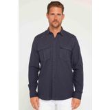 Tudors Erkek Regular Fit Klasik Kesim Oversize %100 Pamuk Keten Doku Çift Cep Füme Gömlek