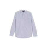 Tudors Erkek Regular Fit Klasik Kesim Oversize %100 Pamuk Keten Doku Gömlek - Lacivert