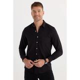 Tudors Erkek Regular Fit Klasik Kesim Oversize %100 Pamuk Keten Doku Tek Cepli Siyah Gömlek - XL