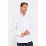 Tudors Erkek Regular Fit Klasik Kesim Oversize%100 Pamuk Keten Doku Beyaz Gömlek, 2XL Beden