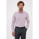 Tudors Erkek Regular Fit Klasik Kesim Oversize%100 Pamuk Keten Doku Bordo Gömlek, M Beden