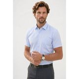 Tudors Erkek Regular Fit Klasik Kesim Pamuklu Kısa Kollu Armürlü Mavi Gömlek - 2XL