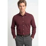 Tudors Erkek Regular Fit Klasik Kesim Pamuklu Kolay Ütü Armürlü Bordo Gömlek - 2XL