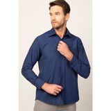 Tudors Erkek Regular Fit Klasik Kesim Pamuklu Kolay Ütü Armürlü Lacivert Gömlek - XL