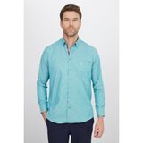 Tudors Erkek Regular Fit Klasik Kesim Pamuklu Oxford Doku Petrol Renk Düğmeli Yaka Gömlek - 2XL - Turkuaz