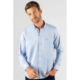 Tudors Erkek Regular Fit Klasik Kesim Pamuklu Oxford Doku Tek Cepli Mavi Düğmeli Yaka Gömlek - 2XL