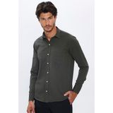 Tudors Erkek Regular Fit Klasik Kesim Pamuklu Tek Cepli Armürlü Haki Gömlek - 2XL