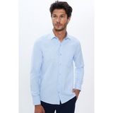 Tudors Erkek Regular Fit Klasik Kesim Pamuklu Tek Cepli Armürlü Mavi Gömlek - 2XL