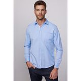 Tudors Erkek Regular Fit Klasik Kesim Spor Yaka Armürlü Oxford Garnili Mavi Gömlek - 2XL