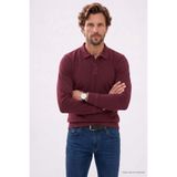 Tudors Erkek Regular Fit Klasik Kesim Uzun Kollu Bordo Polo Yaka Sweatshirt