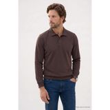 Tudors Erkek Regular Fit Klasik Kesim Uzun Kollu Kahverengi Polo Yaka Sweatshirt